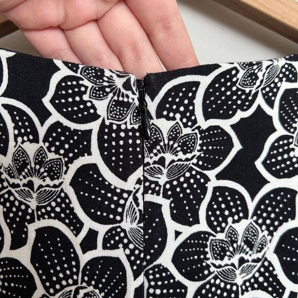 Loft Black and White Flutter Floral Wrap Dress - Picture 9 of 9